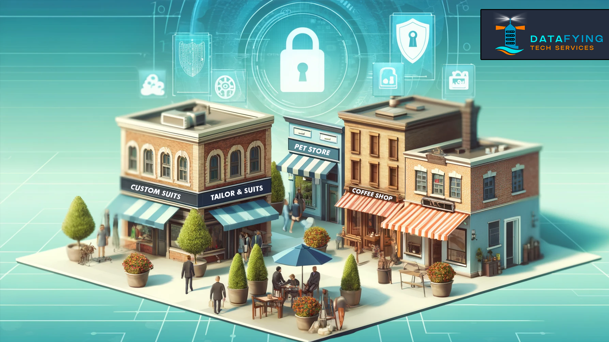 a small town protected by a cyber security blanket from Datafying Tech Services